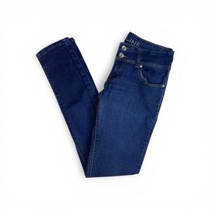 DENIM SKINNY JEANS W/ RHINESTONE BUTTONS · SIZE 5 (JUNIORS)